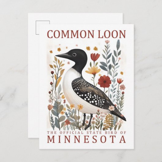 Gemeinsamer Loon Bird von Minnesota USA Travel Postkarte (Vorne/Hinten)