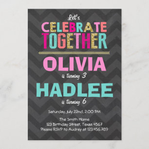 Gemeinsames Doppelgeburtstags-Party Einladung
