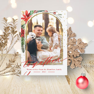 Gemeinsames Familienfoto-Torbogen-Weihnachtskarte Feiertagskarte