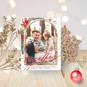 Gemeinsames Familienfoto-Torbogen-Weihnachtskarte Feiertagspostkarte
