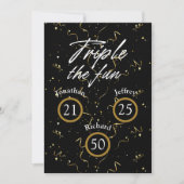 Gemeinsames Geburtstagtriple Der Spaß Einladung (Vorderseite)