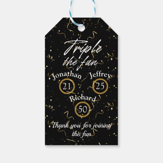 Gemeinsames Geburtstagtriple Der Spaß Geschenkanhänger (Rückseite)