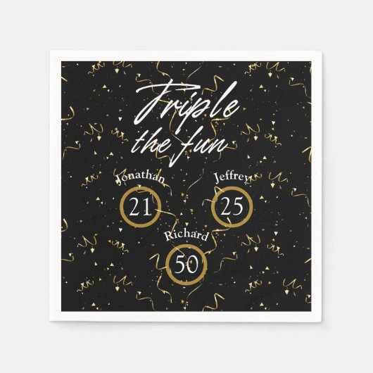 Gemeinsames Geburtstagtriple Der Spaß Serviette (Vorderseite)