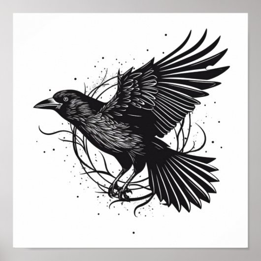 Gemeinsames raven Crow Black Mysic Norly Flying De Poster (Vorne)