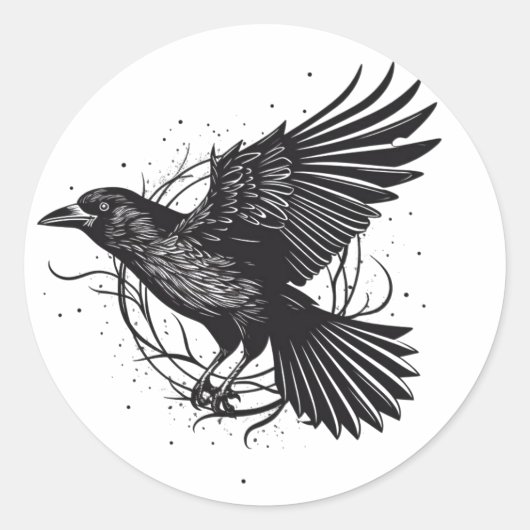 Gemeinsames raven Crow Black Mysic Norly Flying De Runder Aufkleber (Vorderseite)