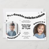 Gemeinsames Retro-Kindergeburtstag-Party mit Foto Einladung (Vorderseite)