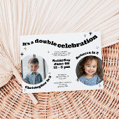 Gemeinsames Retro-Kindergeburtstag-Party mit Foto Einladung