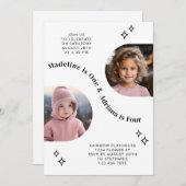 Gemeinsames Sibling Portrait Foto Minimaler Arch G Einladung (Vorne/Hinten)