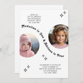 Gemeinsames Sickerportrait Foto Minimal Boho Gebur Einladung (Vorne/Hinten)