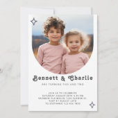 Gemeinsames Sickerportrait Foto Minimal Boho Gebur Einladung (Vorderseite)