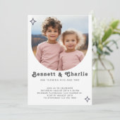 Gemeinsames Sickerportrait Foto Minimal Boho Gebur Einladung (Stehend Vorderseite)