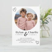 Gemeinsames Sickerportrait Foto Minimal Boho Gebur Einladung (Stehend Vorderseite)