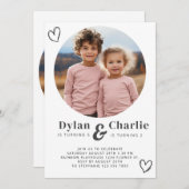 Gemeinsames Sickerportrait Foto Minimal Boho Gebur Einladung (Vorne/Hinten)