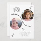 Gemeinsames Sickerportrait Foto Minimal Boho Gebur Einladung (Vorne/Hinten)