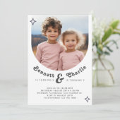 Gemeinsames Sickerportrait Foto Minimal Boho Gebur Einladung (Stehend Vorderseite)