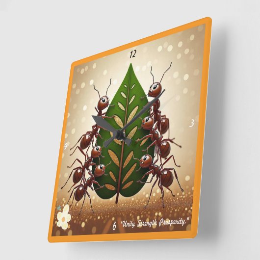 "Gemeinschaftlicher Erfolg" Quadratische Wanduhr (Winkel)