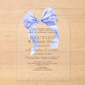 Gemelos Hijos Blue Bow Primer Añito Bautizo Acryleinladungen (Vorderseite)