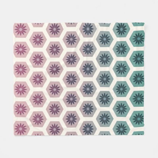 Gemetrisches Blumenmuster - Design - Pop Pastell Fleecedecke (Vorderseite (Horizontal))