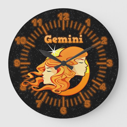 Gemini-Abbildung Große Wanduhr (Vorderseite)