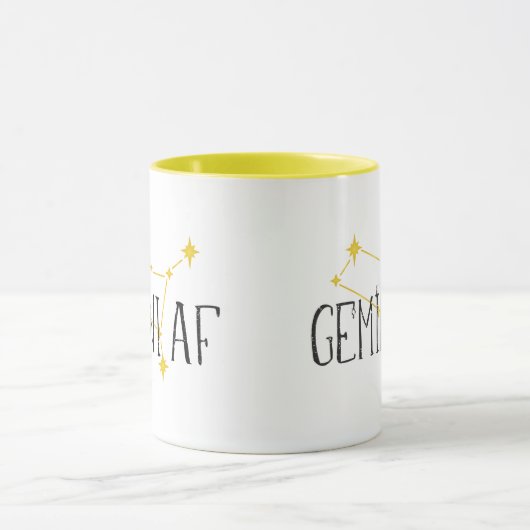 GEMINI AF-Konstellation, w Merkur & Twins-Symbole Tasse (Zentrum)