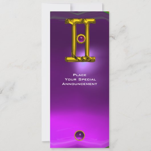 GEMINI ALEXANDRITE, Amethyst, hellgelb Einladung (Rückseite)