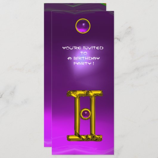 GEMINI ALEXANDRITE, Amethyst, hellgelb Einladung (Vorne/Hinten)