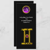 GEMINI ALEXANDRITE MONOGRAM, amethysisch hell schw Einladung (Vorne/Hinten)