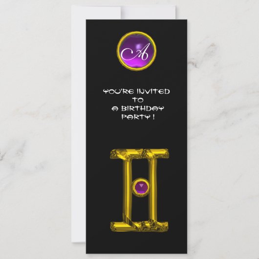 GEMINI ALEXANDRITE MONOGRAM, amethysisch hell schw Einladung (Vorderseite)