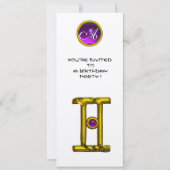 GEMINI ALEXANDRITE MONOGRAM, Amethyst, hellgelb Einladung (Vorderseite)