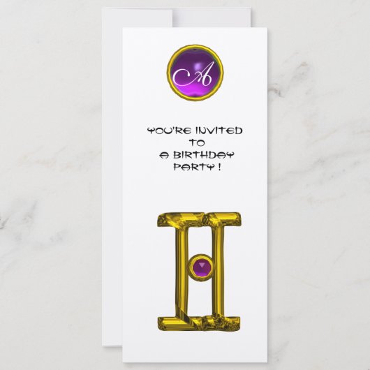GEMINI ALEXANDRITE MONOGRAM, Amethyst, hellgelb Einladung (Vorderseite)