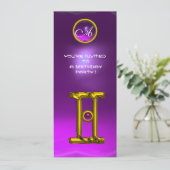 GEMINI ALEXANDRITE MONOGRAM, Amethyst, hellgelb Einladung (Stehend Vorderseite)