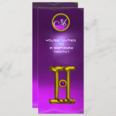 GEMINI ALEXANDRITE MONOGRAM, Amethyst, hellgelb Einladung (Vorne/Hinten)