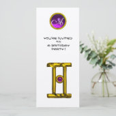 GEMINI ALEXANDRITE MONOGRAM, Amethyst, hellgelb Einladung (Stehend Vorderseite)