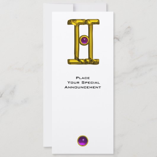 GEMINI ALEXANDRITE MONOGRAM, Amethyst, hellgelb Einladung (Rückseite)