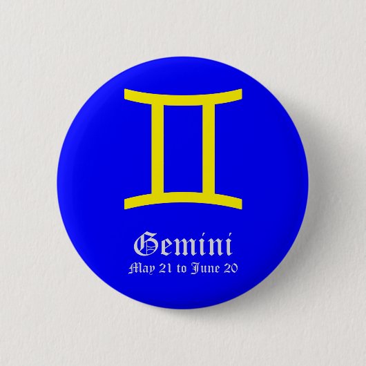 GEMINI ASTROLOGIC SIGN, SYMBOL ZODIAC BUTTON (Vorderseite)