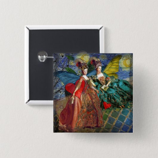 Gemini-Astrologie Kunstwerk Gemälde Button (Vorne & Hinten)