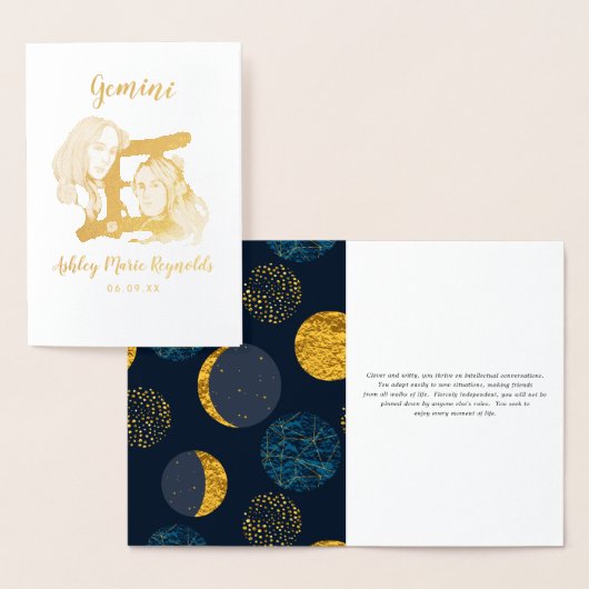 Gemini Astrologie | Personalisiertes Zodiac-Zeiche Folienkarte (Anzeige)