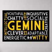 Gemini Astrologie Word Collage Print Poster (Vorne)