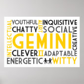 Gemini Astrologie Word Collage Print Poster (Vorne)