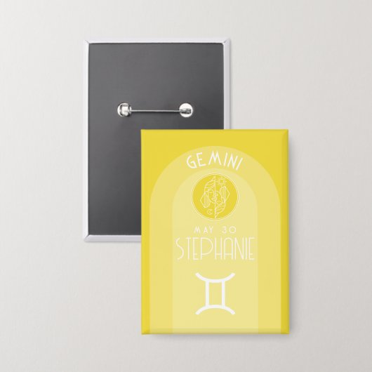 Gemini Astrologie Zodiac Sign Foto Custom Geburtst Button (Vorderseite/Rückseite)