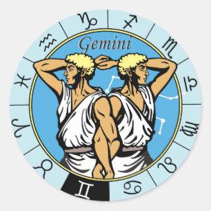 Gemini-Astrologisches Zodium Runder Aufkleber