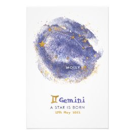 Gemini Baby Name Zodiac Starry Kinderzimmer Poster