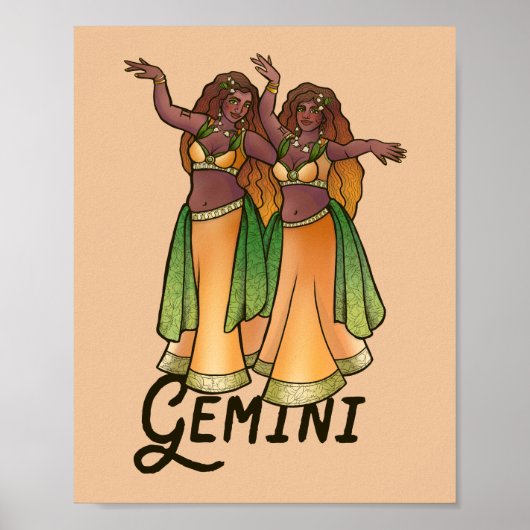 Gemini Belly Dancers Zodiac Bellydance Kunst, Dich Poster (Vorne)