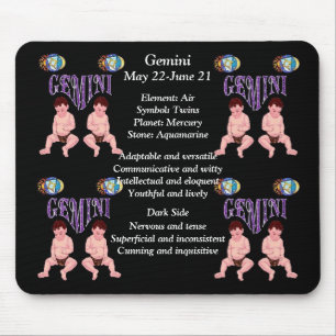 Gemini Birth Sign Zodiac Mouse Pad Mousepad