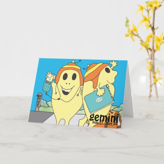 Gemini Birthday Card Karte (Gelbe Blume)