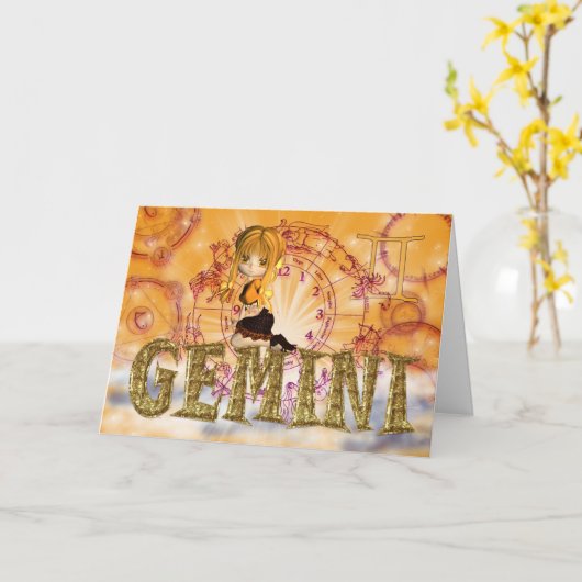 Gemini Birthday Card niedlich Karte (Gelbe Blume)