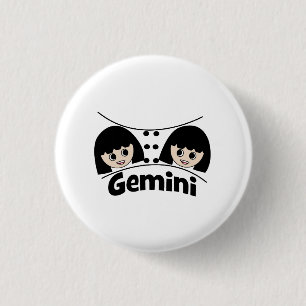 Gemini Birthday Zodiac Sign Twins Girls Button