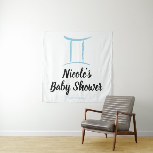 Gemini Blue Astrologie Zodiac Signature Party Hint Wandteppich (Beispiel)