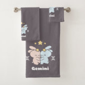 Gemini Bunnies Cuddles - Zodiac Harmony Badhandtuch Set (Insitu)