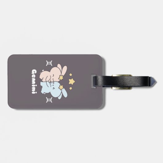Gemini Bunnies Cuddles - Zodiac Harmony Gepäckanhänger (Rückseite horizontal)